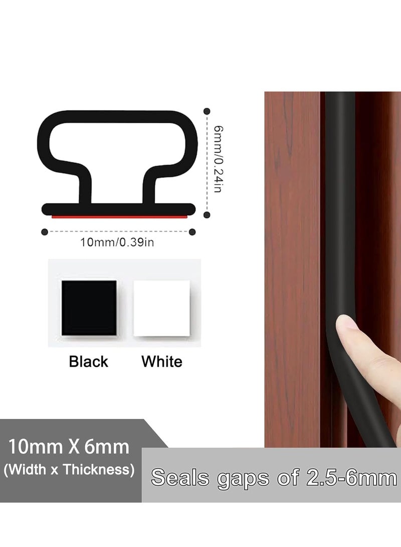 Weather Stripping Door Seal Strip, 600cm Black D Shape Door Rubber Weather Seal Strip, Self-Adhesive Rubber Door Insulation Weather Strip, Sound Proof Door Strips for Door Frame Window