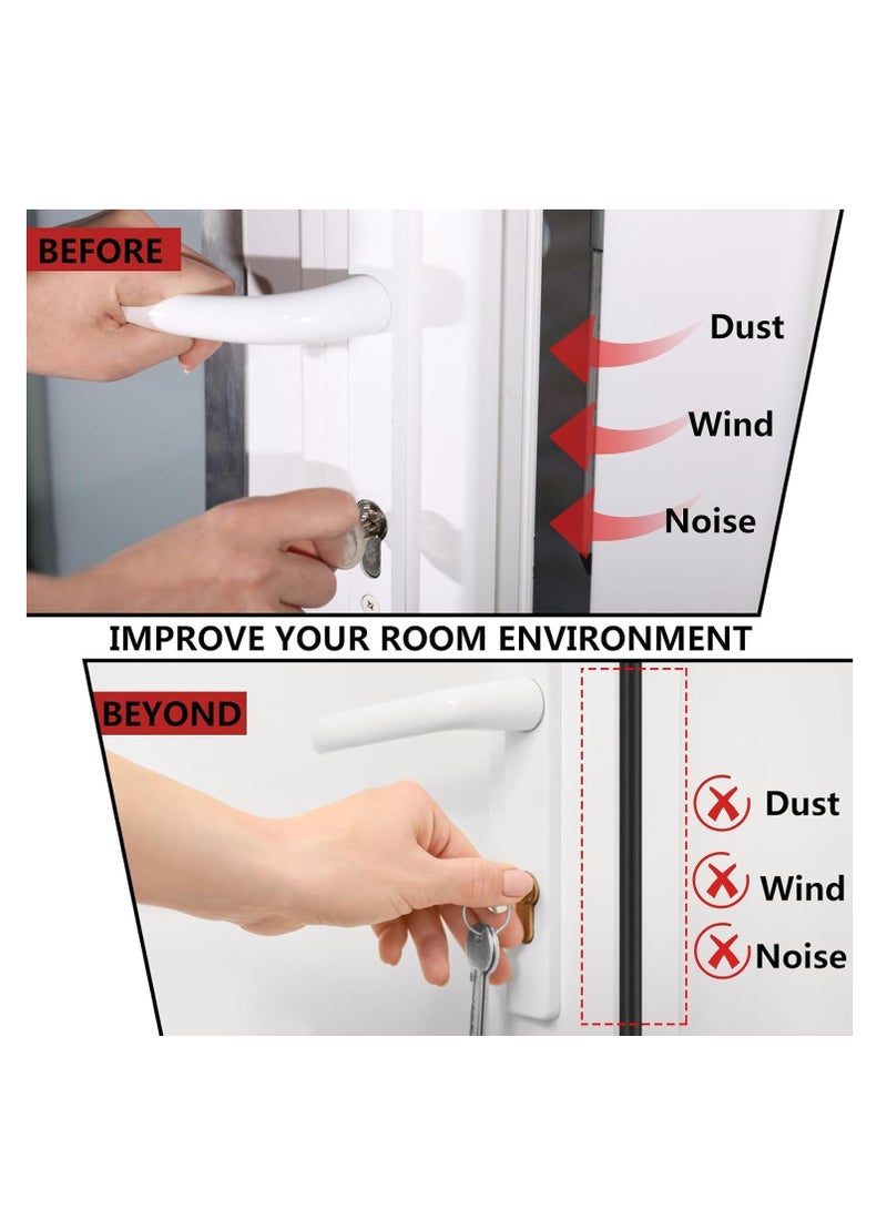 Weather Stripping Door Seal Strip, 600cm Black D Shape Door Rubber Weather Seal Strip, Self-Adhesive Rubber Door Insulation Weather Strip, Sound Proof Door Strips for Door Frame Window