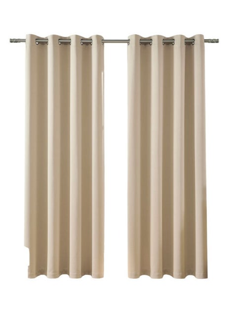 Living Room Blackout Curtain Dim Heat Insulation Curtain Top Curtain 2 Curtains (Ivory - 140 x 240 cm)