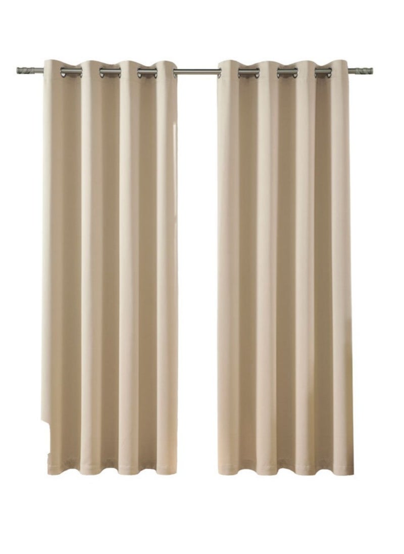 Home Box Living Room Blackout Curtain Dim Heat Insulation Curtain Top Curtain 2 Curtains (Ivory - 140 x 240 cm)  - Image 1