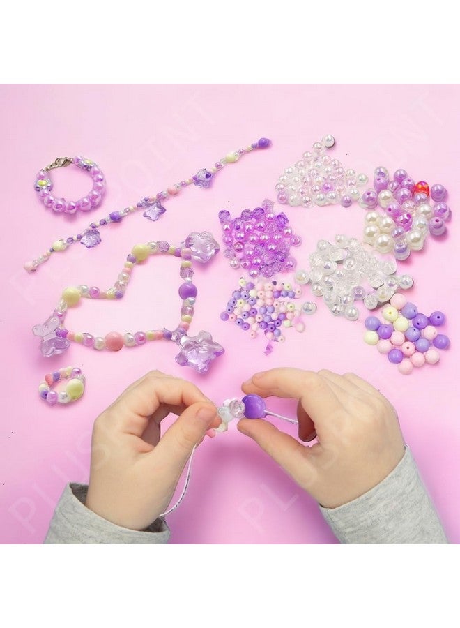 بلس بوينت مجموعة خرز لصنع المجوهرات من PLUSPOINT للأطفال، مجموعة حرفية كاملة لصنع القلائد للفتيات، تحتوي على أكثر من 200 خرزة للقلائد والأساور، ألعاب نشاط مثالية للأطفال وأفضل هدية - Image 3