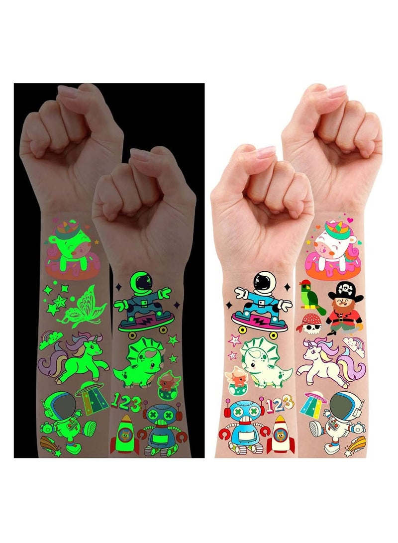 SYOSI Luminous Temporary Tattoos Stickers Party Bag Fillers for Kids Children Birthday Favours Gifts Girls Boys Toys Games Stuff Supplies 380 Styles 30 Sheets - Image 1