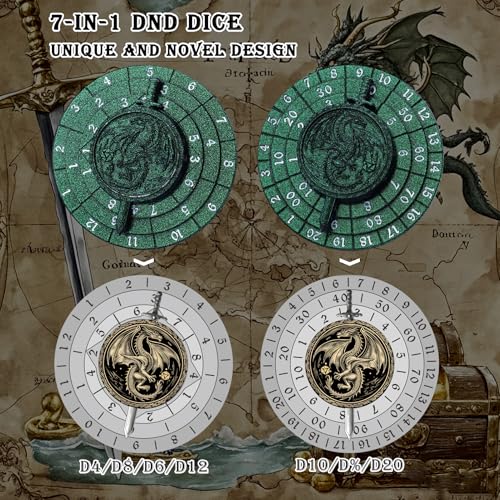Haxtec Spinner Dice 7in1 Metal DND Dice Set Unique Dice Spinner Antique Compatible with Dungeons and Dragons DND Gifts RPG Role Playing Rotate Gaming Dice - Image 5