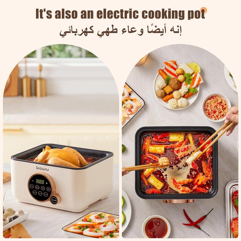 Kawu 3 Tier Detachable Electric Food Steamer 24L, 1500W Fast Heating Electric Cooker/Hot Pot, Touch Visual Panel, Dishwasher Safe Baskets & Dry-Boil Protection for Home/Restaurant - Image 3