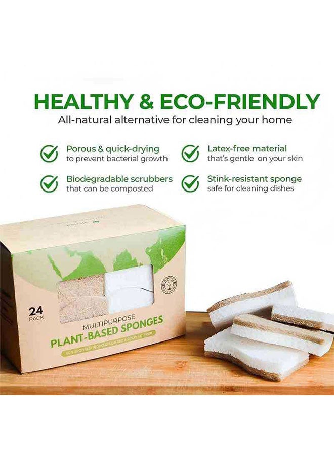 Pack of 12 Natural Kitchen Sponge, Eco-friendly Dish Sponge, Biodegradable Cellulose and Coconut Kitchen Sponges, Compostable Coconut Scrubber, Dual-Sided Dishwashing Cleaning Sponges, Pan Pot Scrubbers, Household Cleaning Sponge for Dishes - Image 2