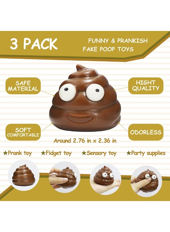 3 Pack Fidget Squeeze Poo Stress Balls, Funny Poop Shaped Sensory Toy for Kids & Adults - Image 4