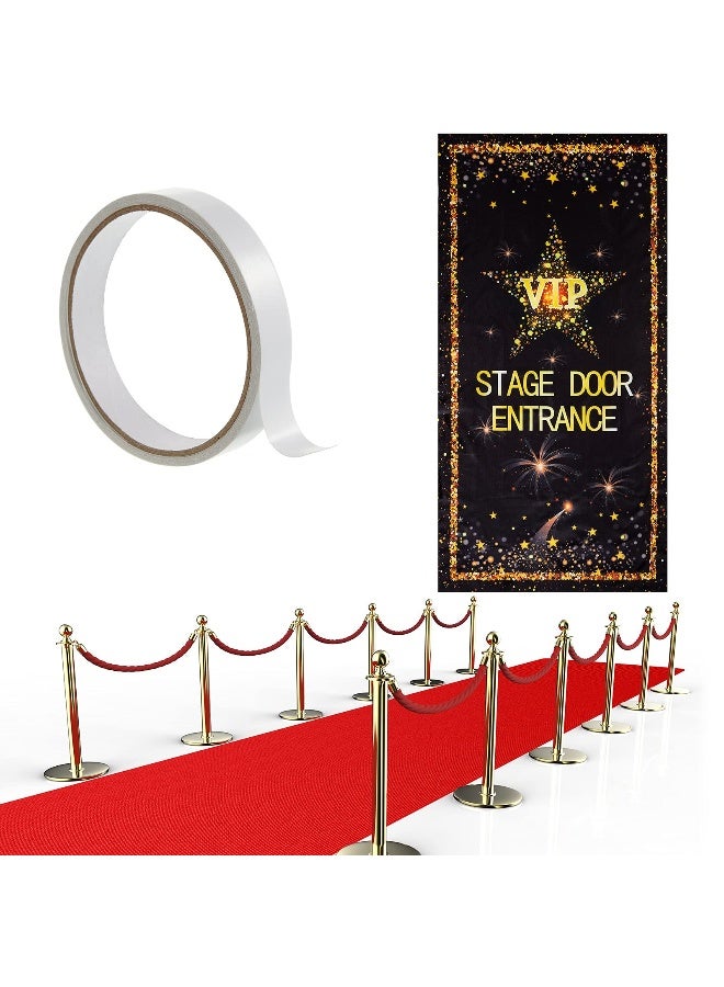 Timtin Red Carpet Runner 2.6 x 15 ft Christmas Not Slip Red Aisle Runner VIP Stage Door Entrance Cover Movie Theme Party Accessory 55 GSM Thickness with Carpet Tape for Film Carnival Wedding Decor - Image 1