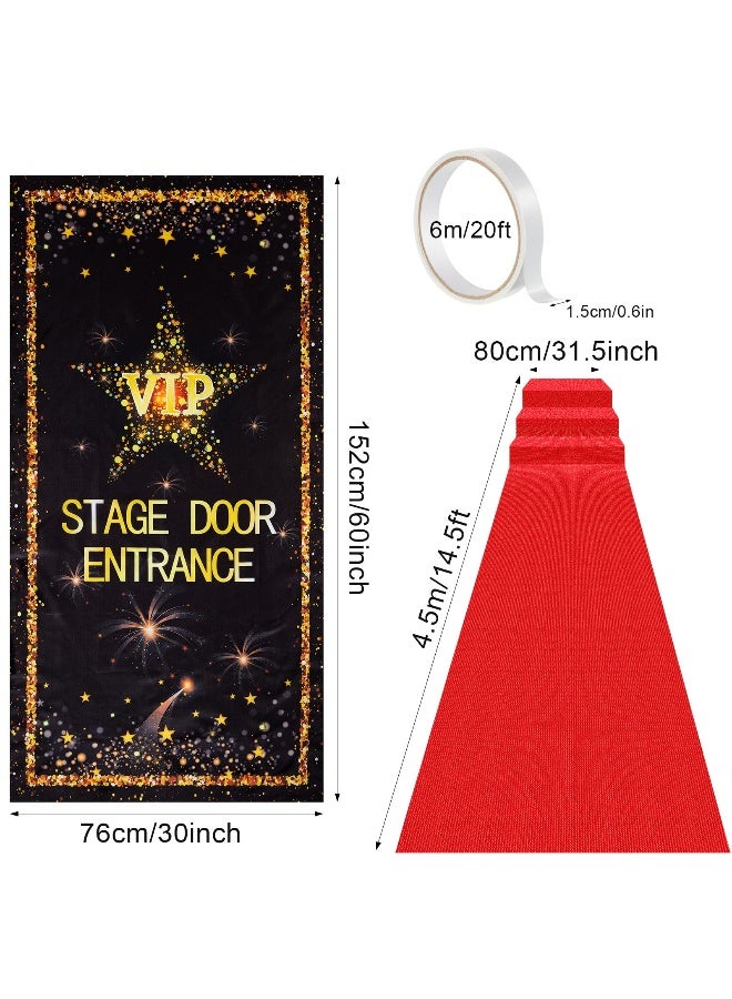 Timtin Red Carpet Runner 2.6 x 15 ft Christmas Not Slip Red Aisle Runner VIP Stage Door Entrance Cover Movie Theme Party Accessory 55 GSM Thickness with Carpet Tape for Film Carnival Wedding Decor - Image 2