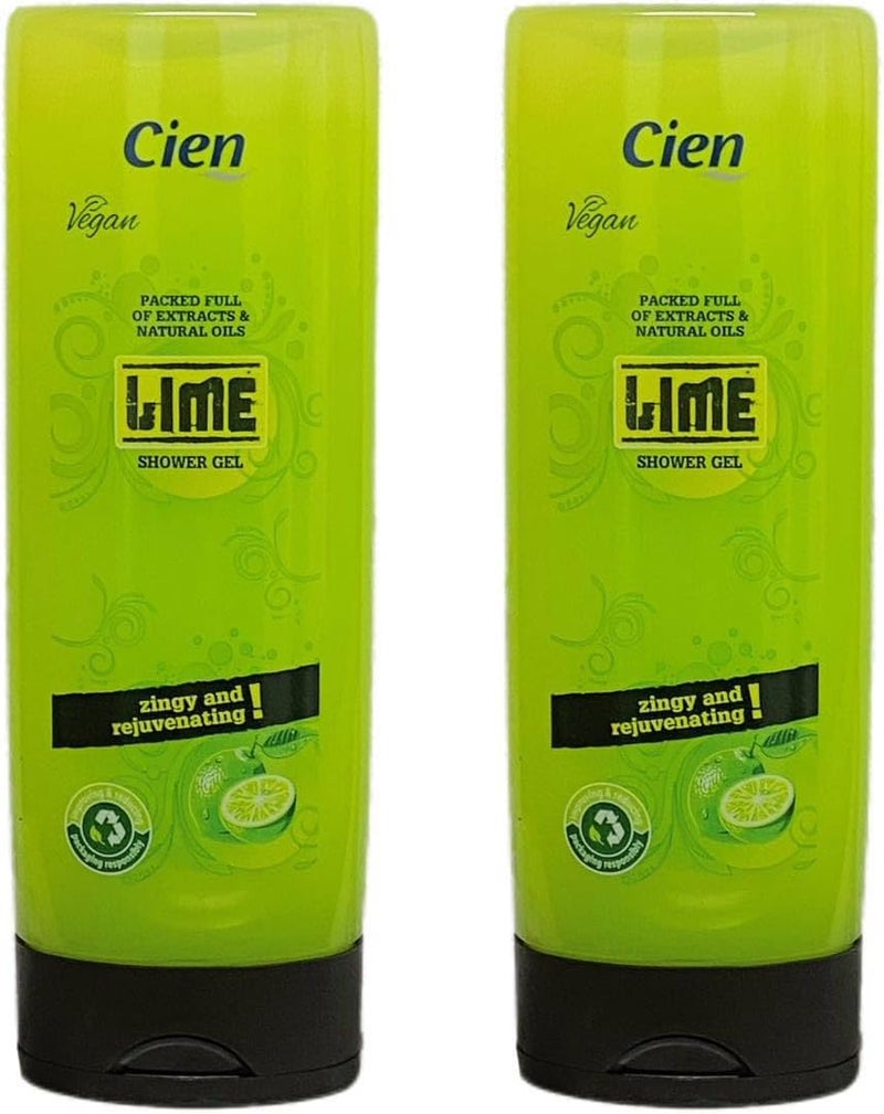 Cien Lidl Shower Gel Lime Packed Full of Extracts Natural Oils 250mL TWIN PACK