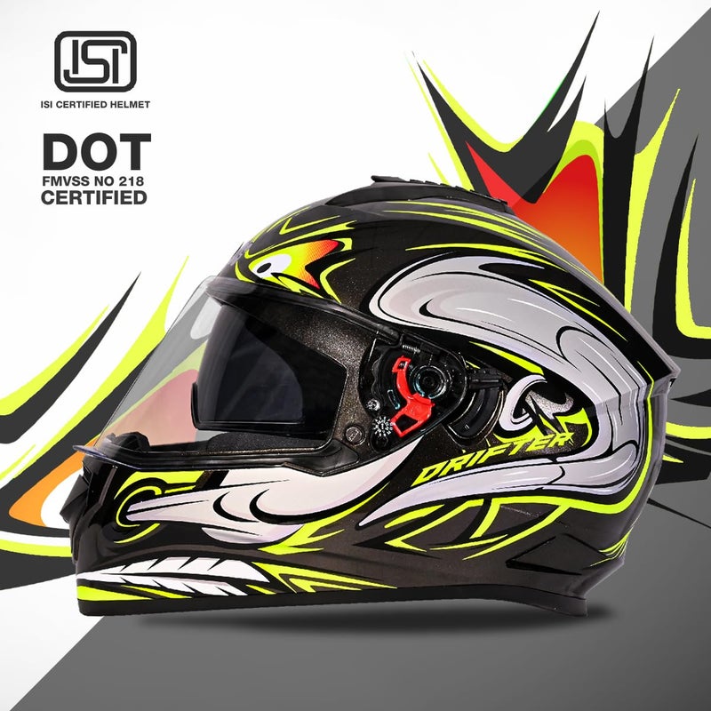 STUDDS Drifter D4 Isi and Dot Certified Full Face Graphic Helmet for Men and Women with Inner Sun Visor and Spoiler (Black N5) - Image 5