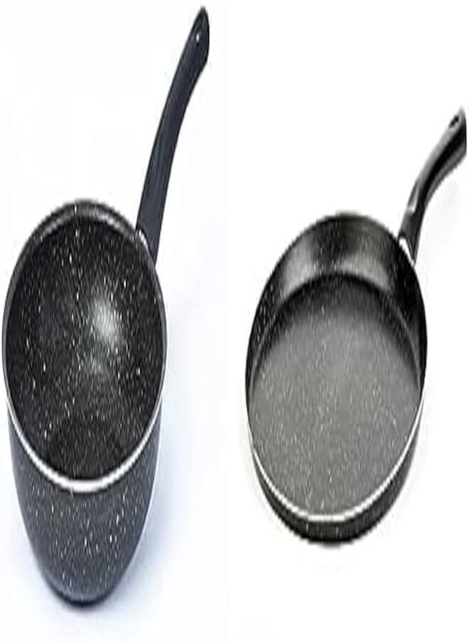 LAZORD Lazord granite deep frying pan 24cm, black + Lazord crepe granite pan - 30cm - black 