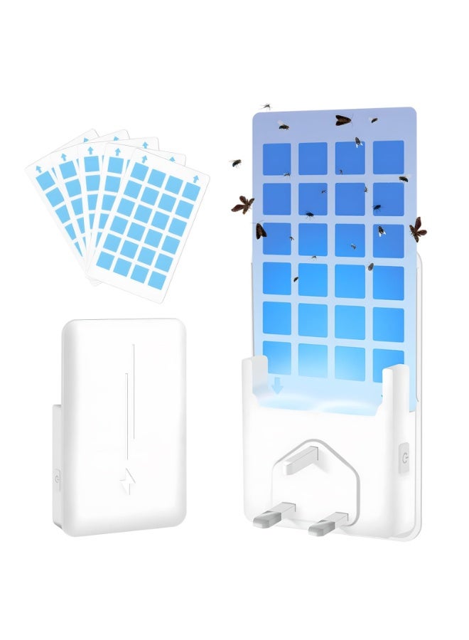 Flying Insect Trap Plug-in Mosquito Killer Indoor Gnat Moth Catcher Fly Tapper with Night Light UV Attractant Catcher for Home Office White-1PACK