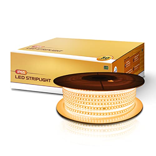 wipro Garnet LED Strip Light| 120 LEDs/mtr | Warm White | IP65-Waterproof | Flexible Rope Light for Outdoor & Indoor Decoration for Diwali, Christmas|Strip for Balcony|Pack of 1, 50 Meters - Image 1