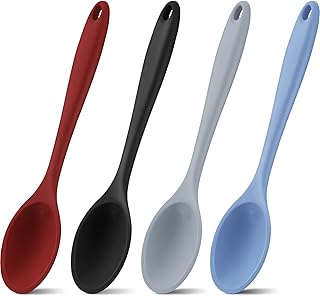 Shappy 4 Pieces Large Silicone Mixing Spoon Heat Resistant Silicone Basting Spoon Utensil Spoon Non Stick Serving Spoon - Image 1