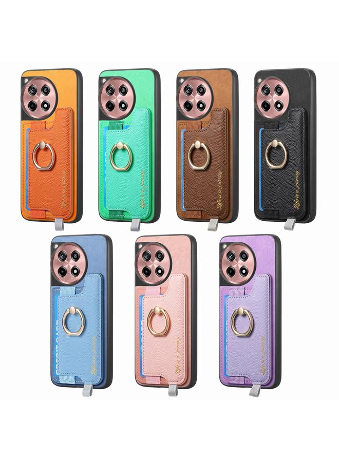 اس-توب جراب لهاتف OnePlus Ace 3 5G / 12R 5G Retro Magsafe Cross من الجلد مع حامل حلقي وحقيبة بطاقات - Image 5