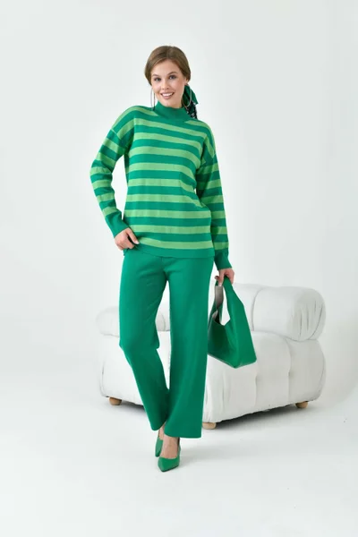 Garmi Women's Striped Two Piece Set Green