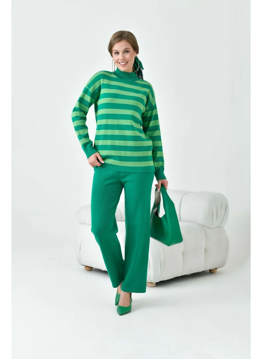 جارمي Women's Striped Two Piece Set Green
