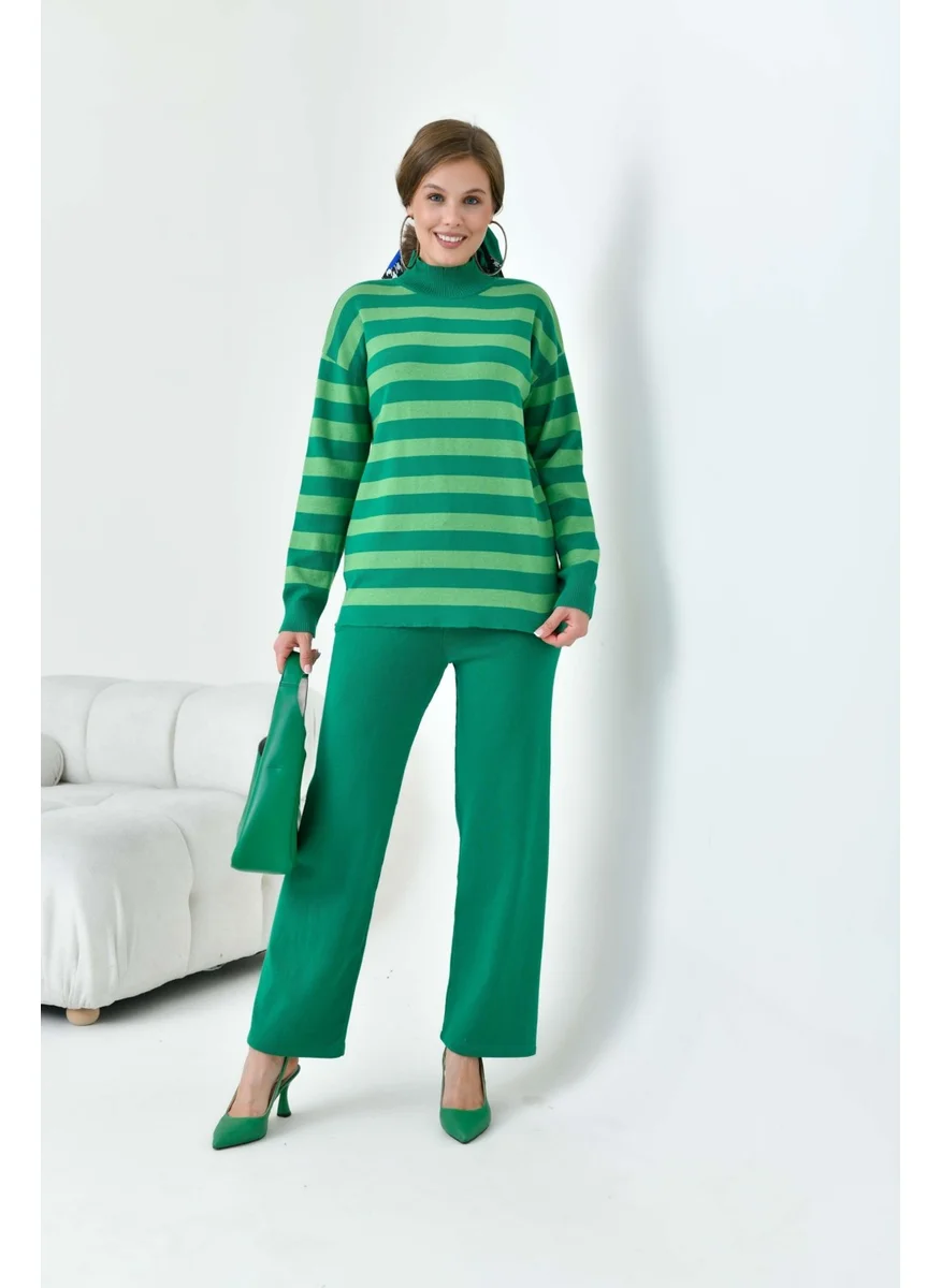 جارمي Women's Striped Two Piece Set Green