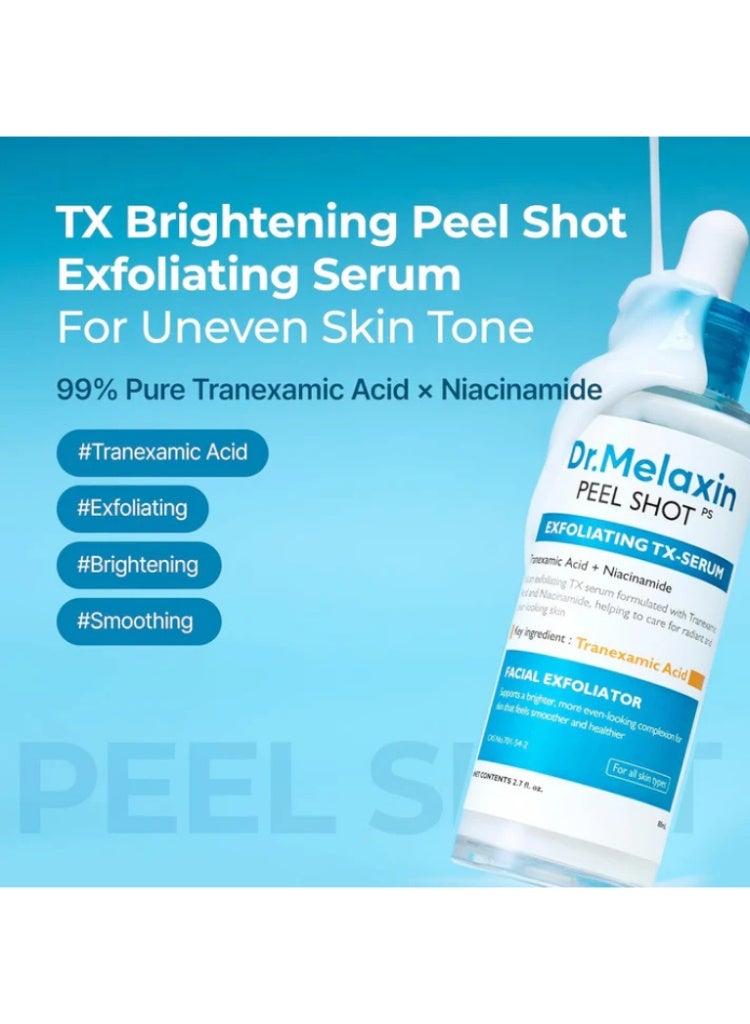 دكتور ميلاكسين د. ميلاكسين TX Peel Shot Exfoliating Serum 80ml - سيروم مقشر ومفتح للبشرة الباهتة وتفاوت اللون وتنعيم الملمس - Image 2