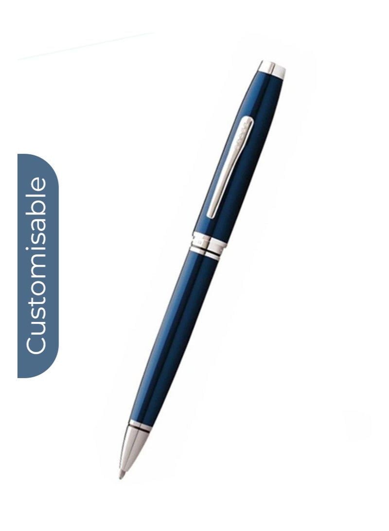 Cross Personalised Cross Coventry Blue Lacquer with Polished Chrome Appointments Ballpoint Pen - Image 2