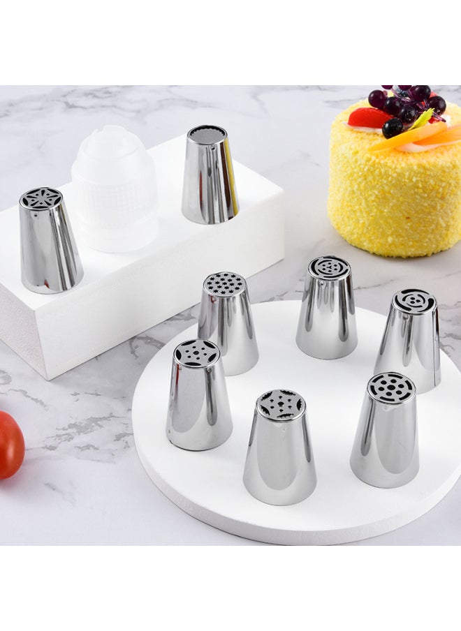 Generic Stainless Steel Russian Pastry Nozzle Cake Cream Pastry Nozzle Spherical Torch Nozzle Suit Baking Tools-Specifications:6-head Large Pastry Nozzle  - Image 3