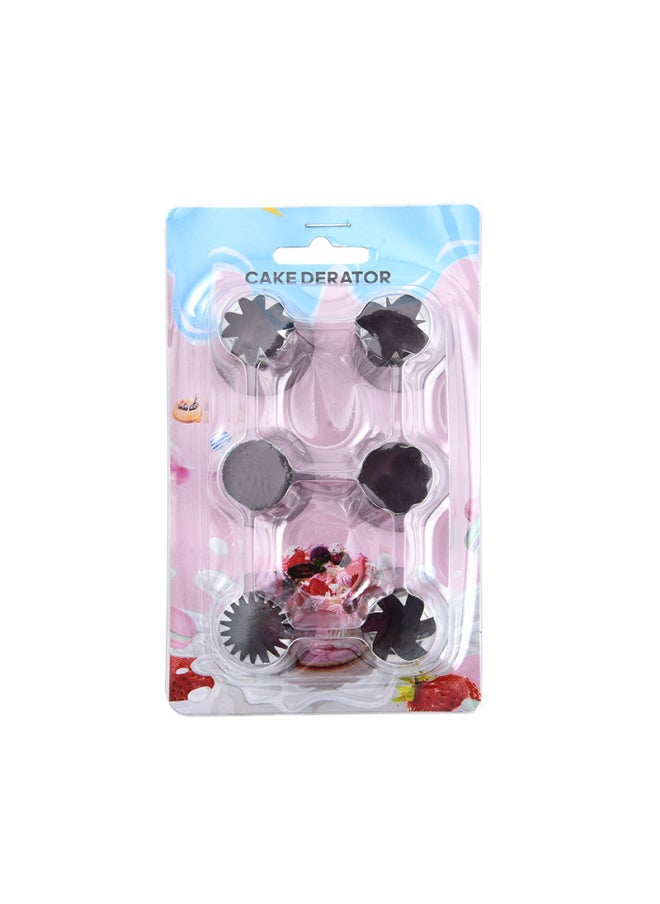 Generic Stainless Steel Russian Pastry Nozzle Cake Cream Pastry Nozzle Spherical Torch Nozzle Suit Baking Tools-Specifications:6-head Large Pastry Nozzle  - Image 1