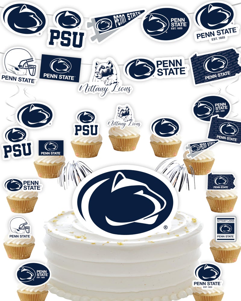 PartyKandy PSU Party Supplies for Football Birthday Gift Graduation Party Banner and Cake Toppers 42 Pieces Penn State Nittany Lions - Image 2