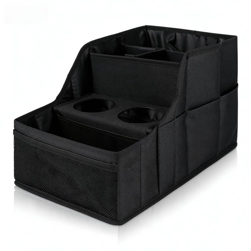 LLPHOACI Car Seat Organizer Backseat and Passenger Seat Organizer with 9 Compartments 2 Cup Holders Car Organizer Front Seat Storage for Travel Kidsï¼ŒBlack - Image 1