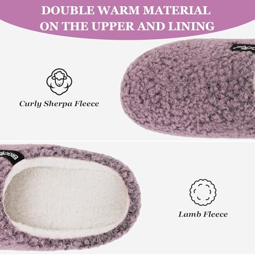 ERGOfoot Arch Support Orthopedic Slippers for Plantar Fasciitis, Sherpa Fleece Clog Style -Machine Washable Non-Slip Indoor Outdoor House Slippers for Women& Men/Pink Purple Marl W8 - Image 5