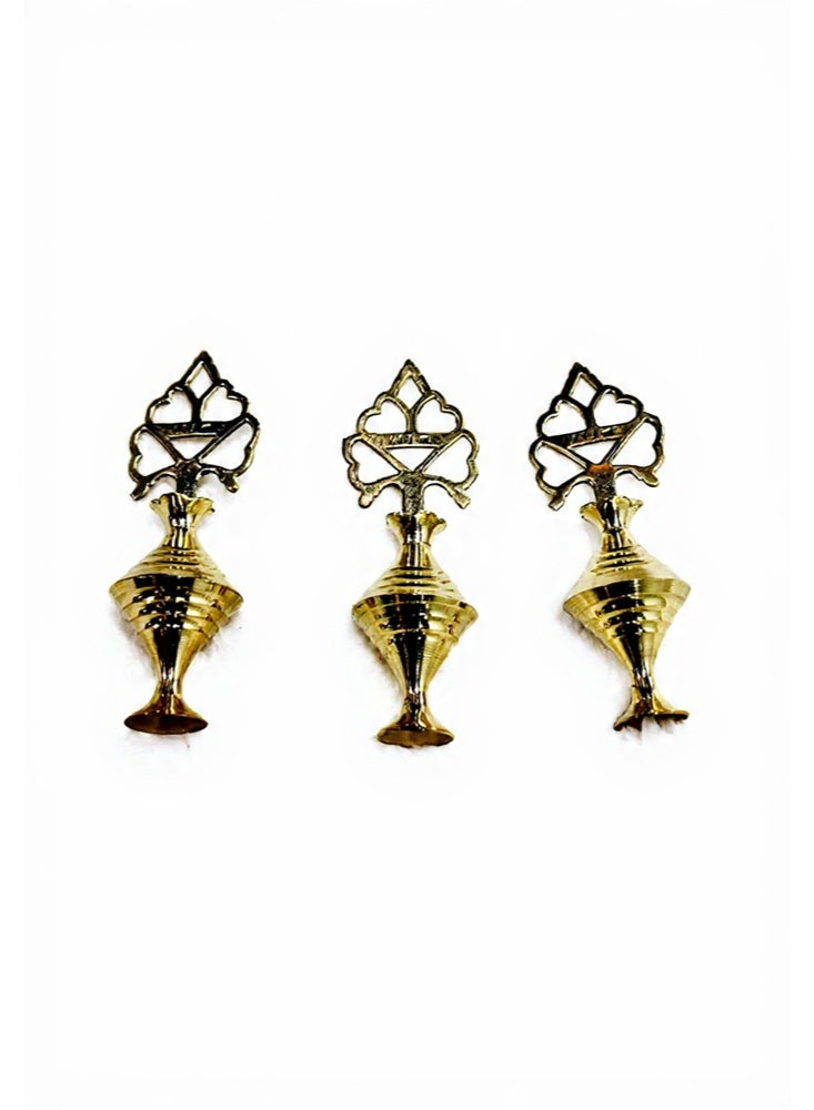 Traditional Arabic Brass Surmadani Set, 3-Piece Antique Gold Kohl Containers, Handcrafted Islamic Design for Kajal and Ithmid Storage, Surma/Kajol Pot, Surma Holder - Image 1