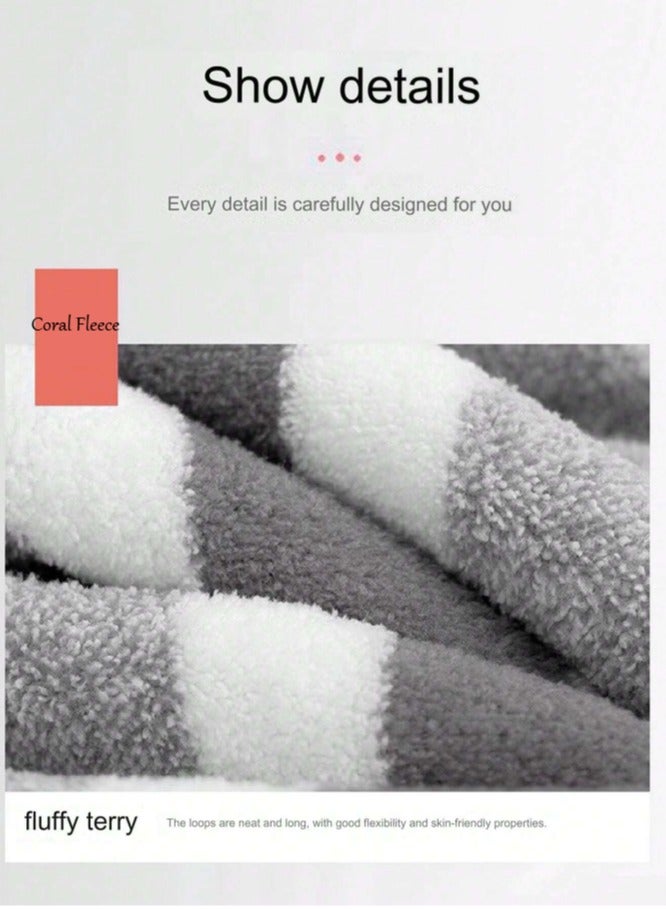 كيلا 3 قطع منشفة حمام ناعمة ومخططة عريضة ماصة، منشفة حمام سميكة غير متساقطة، منشفة استحمام مناسبة للحمام، 1*70x140 سم منشفة حمام، 2*35x75 سم منشفة للوجه - بني - Image 3