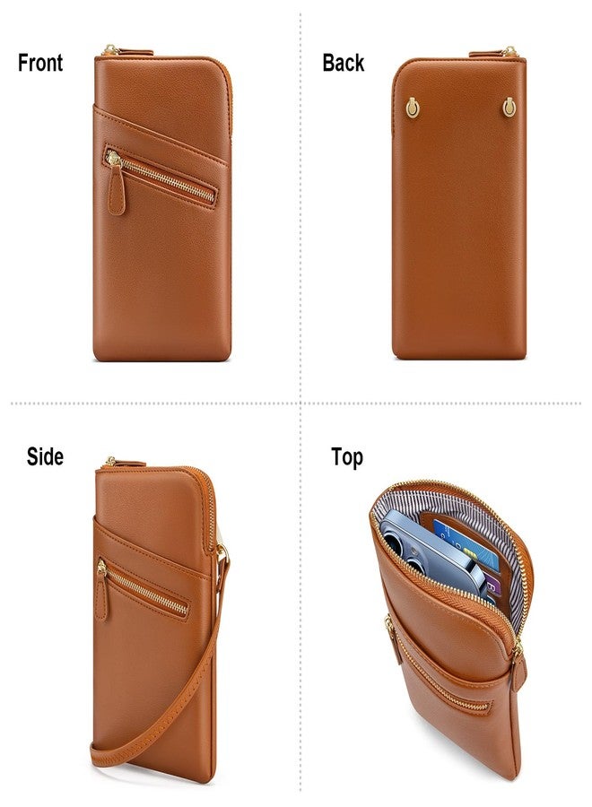 nuoku Crossbody Wallet Purse with Phone Pocket, Small Cellphone Purse Women Crossbody with Credit Card Slots, Brown - Image 3