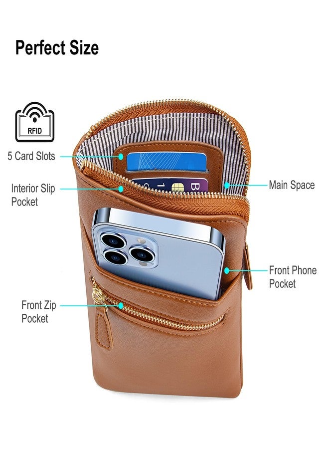 nuoku Crossbody Wallet Purse with Phone Pocket, Small Cellphone Purse Women Crossbody with Credit Card Slots, Brown - Image 4