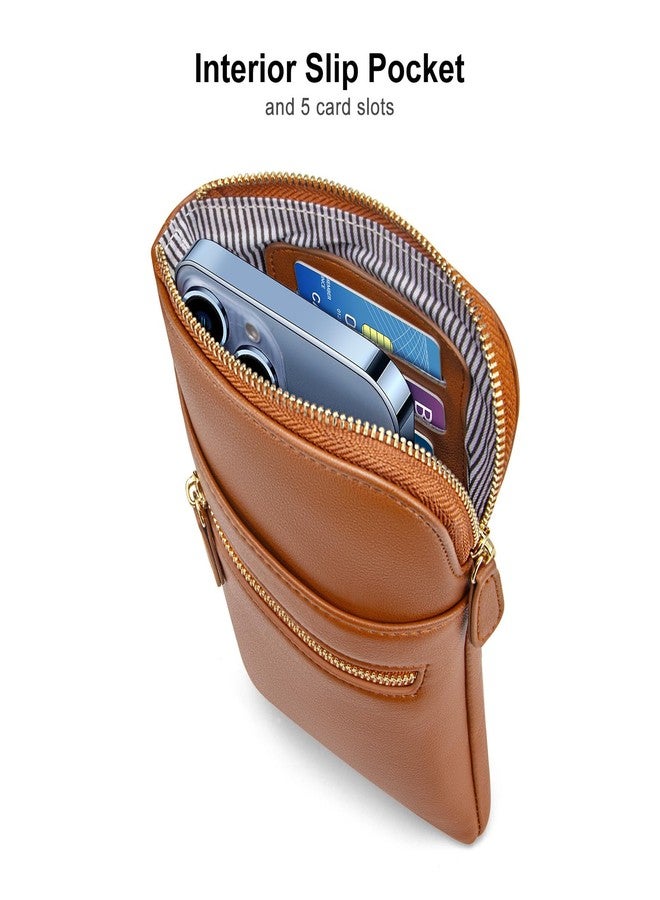 nuoku Crossbody Wallet Purse with Phone Pocket, Small Cellphone Purse Women Crossbody with Credit Card Slots, Brown - Image 5