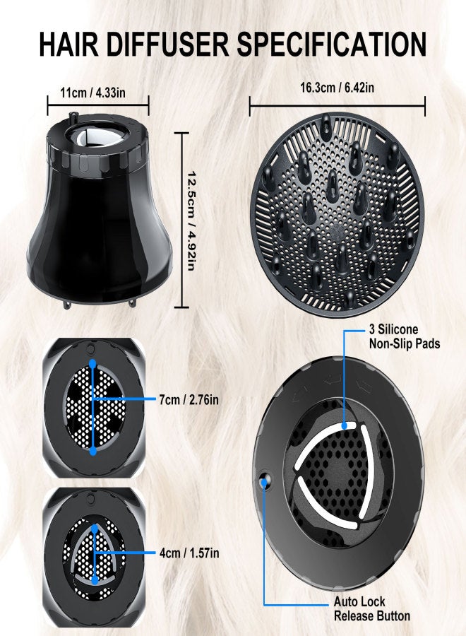 Aiseely Hair Dryer Diffuser Adjustable Blow Dryers Diffuser for Curly or Wavy Hair Styling Accessories - Image 5