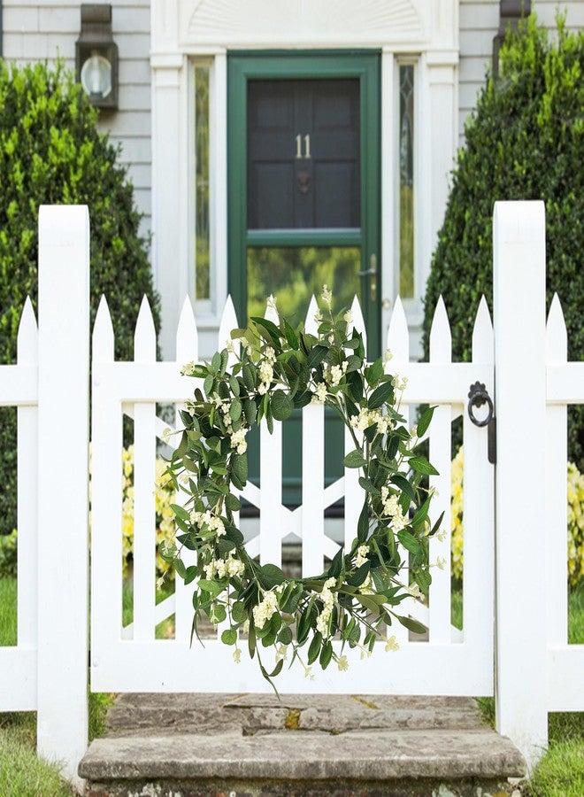 DEVONWIDE Artificial Eucalyptus Wreath for Front Door - 20 Inch Spring Summer Greenery Wreath, Indoor Outdoor Hanging Decor for Home, Farmhouse, Wedding, Wall & Windows (Faux Rustic) - Image 3
