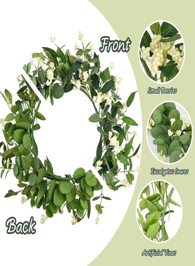 DEVONWIDE Artificial Eucalyptus Wreath for Front Door - 20 Inch Spring Summer Greenery Wreath, Indoor Outdoor Hanging Decor for Home, Farmhouse, Wedding, Wall & Windows (Faux Rustic) - Image 4