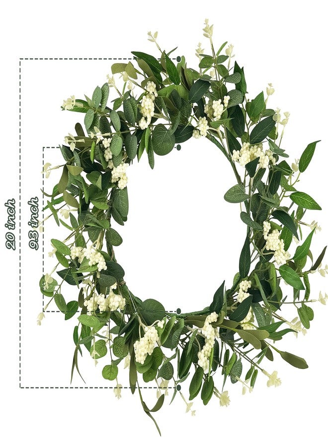 DEVONWIDE Artificial Eucalyptus Wreath for Front Door - 20 Inch Spring Summer Greenery Wreath, Indoor Outdoor Hanging Decor for Home, Farmhouse, Wedding, Wall & Windows (Faux Rustic) - Image 5