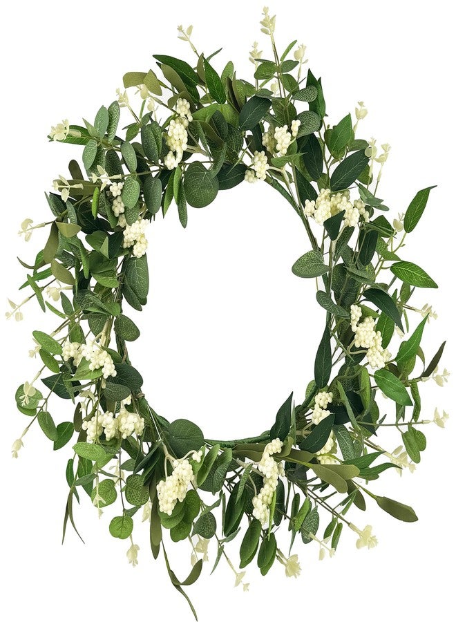 DEVONWIDE Artificial Eucalyptus Wreath for Front Door - 20 Inch Spring Summer Greenery Wreath, Indoor Outdoor Hanging Decor for Home, Farmhouse, Wedding, Wall & Windows (Faux Rustic) - Image 1