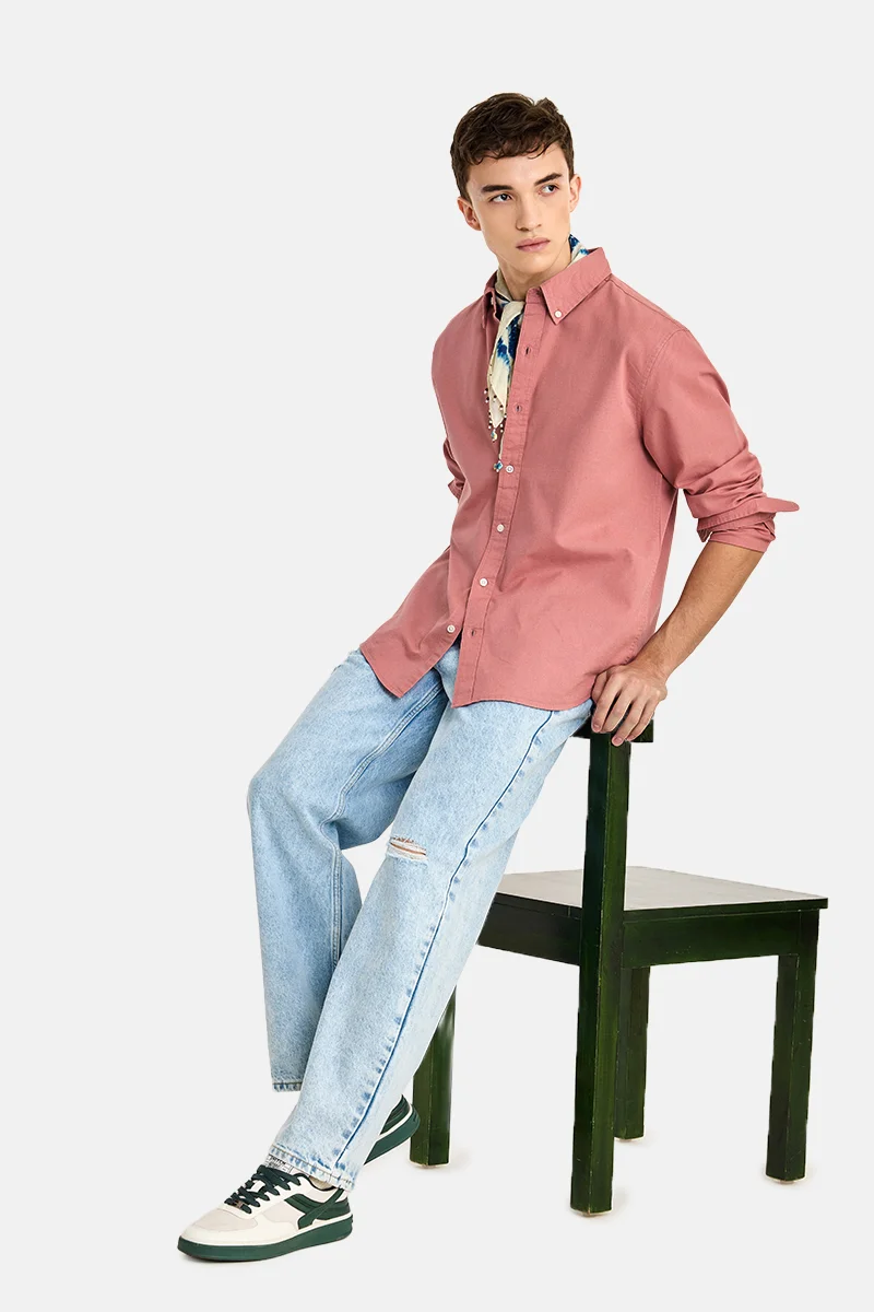 SNITCH Pink Solid Long Sleeve Regular Fit Shirt