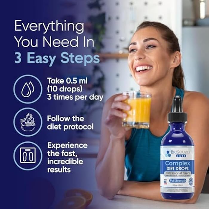 BioSource Labs Complex Diet Drops – Best Natural Drops for Men and Women (1 Bottle, 2 fl oz) - 30 Day Supply - Image 4