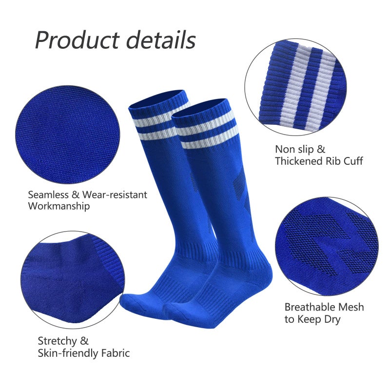 Ultrafun 6 Pairs Soccer Socks Color Stretchy Compression Knee High Tube Football Athletic Socks for Men Women Teens (6Pairs-Black) - Image 5