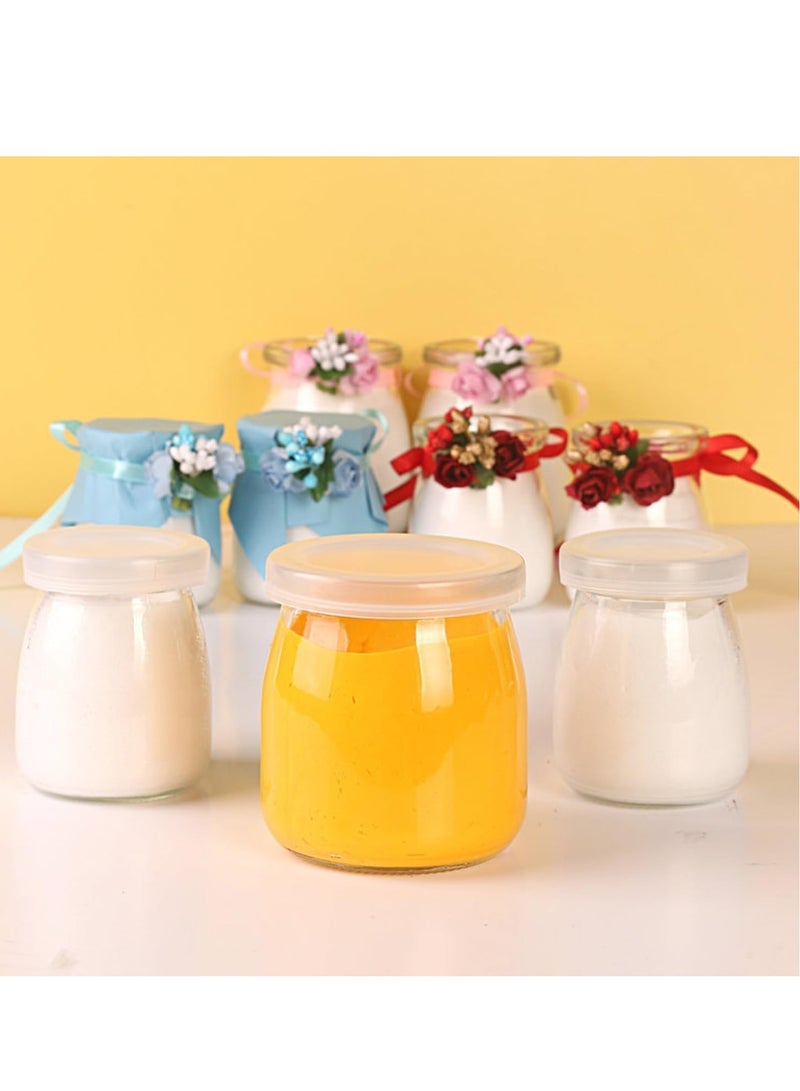 Luxoraq 6-Pcs, 100ml Yoghurt Jars pudding Jar with Lid Glass Container With Lid For Milk Jams Jelly Mousse Yogurt Making, Jam, Jelly, Mousse & Honey - Reusable, Round Containers for Home Kitchen Storage - Image 2