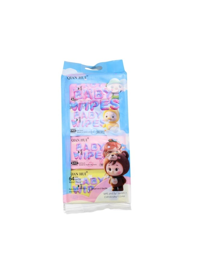 BABY WIPES Baby Wet Wipes, 64 Sheets, Soft Daily Cleaning Wipes, Light Blue Pack, Model SJ-0076 - Image 1