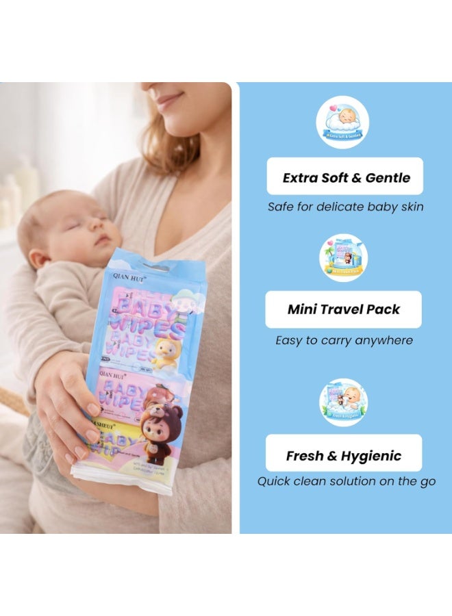 BABY WIPES Baby Wet Wipes, 64 Sheets, Soft Daily Cleaning Wipes, Light Blue Pack, Model SJ-0076 - Image 4