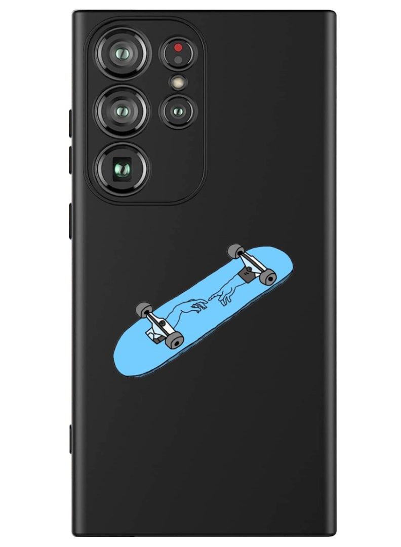 Theodor Protective Slim Fit Case Liquid Silicone Cover with Full Body Protection Anti-Scratch Shockproof Case For Samsung Galaxy S24 Ultra (Black) - Skate Board - Image 1