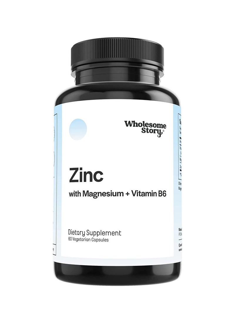 Wholesome Story - Zinc Picolinate Magnesium Glycinate Supplements with Vitamin B6 60 Vegetarian Capsules - Image 1