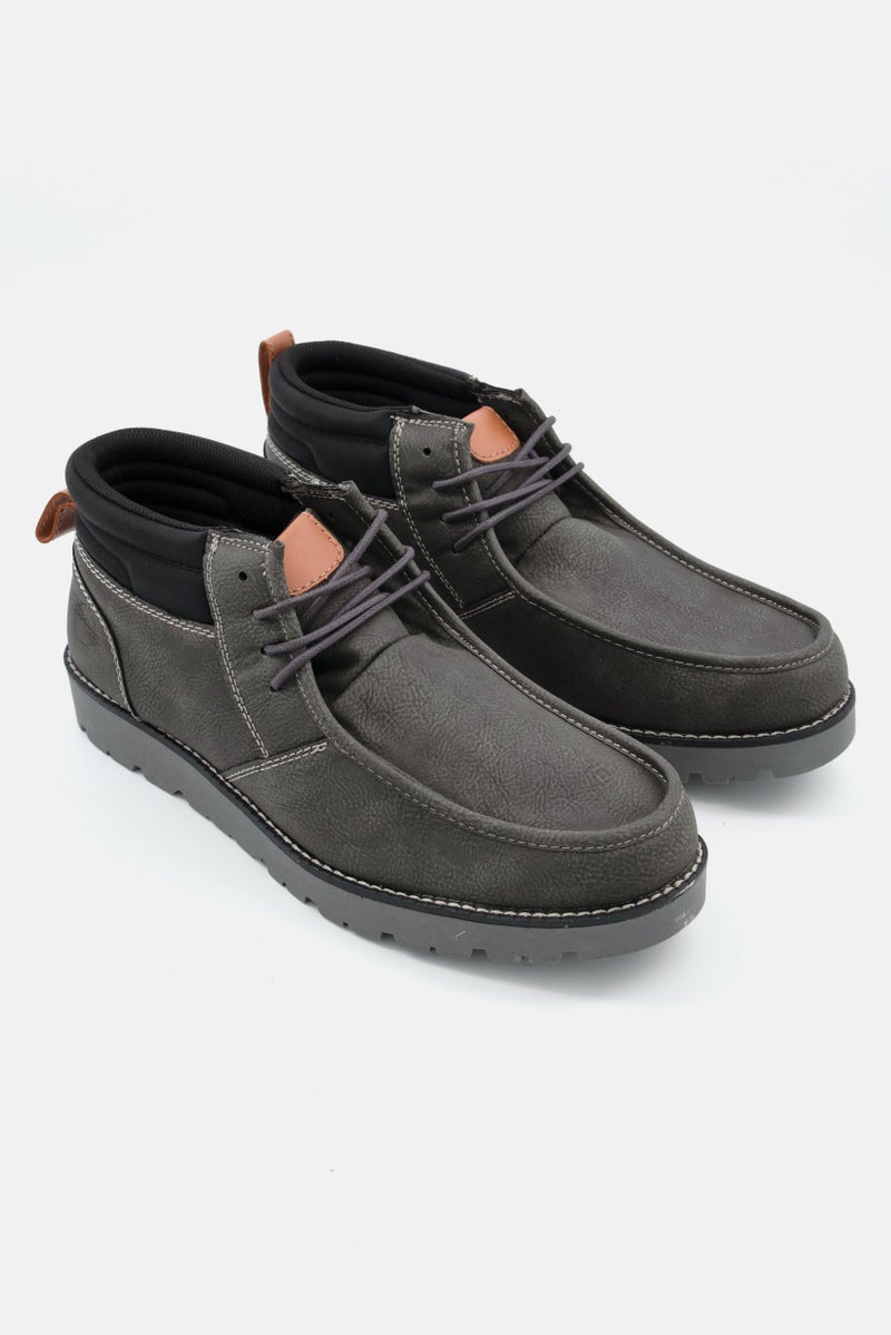 Weatherproof Men Faux-Leather Chukka Boot, Dark Grey - Image 1