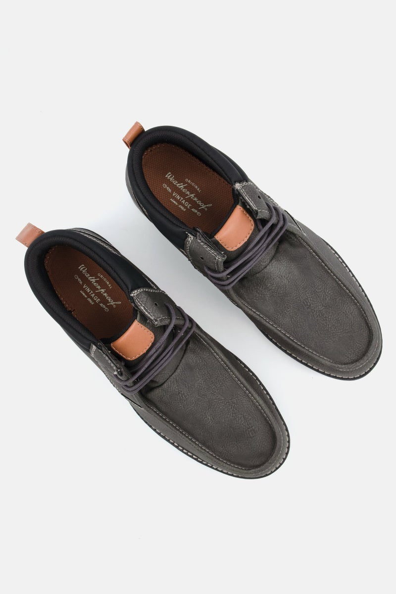 Weatherproof Men Faux-Leather Chukka Boot, Dark Grey - Image 3