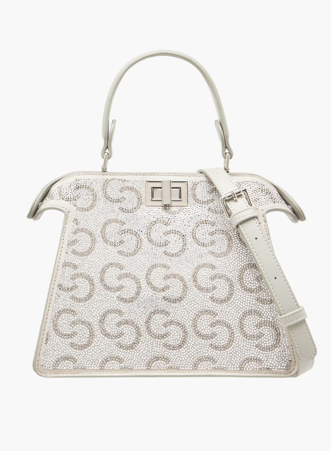 Celeste Women's Logo Embellished Crossbody Bag with Detachable Strap and Twist Clasp Closure  - Image 1